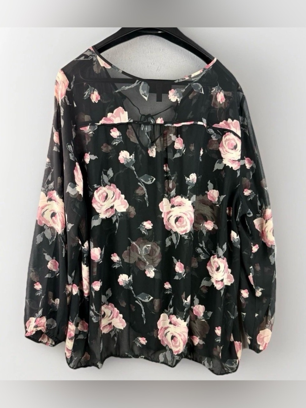 Lane Bryant Women's Top Sz 22/24 Black Floral Sheer Flowy Blouse - Picture 8 of 8